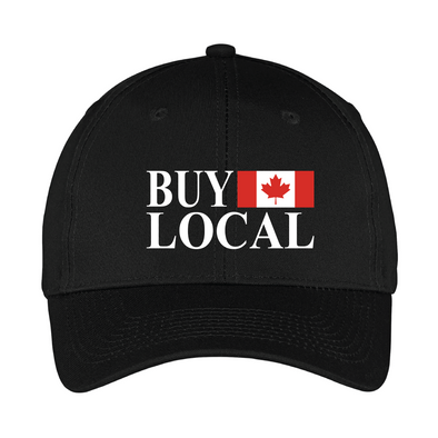 Buy local black ball cap with Canadian flag by Custom TShirts Canada