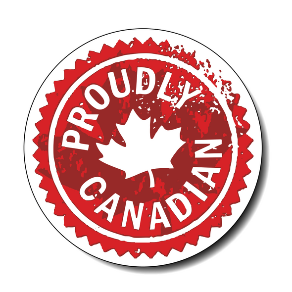 Proudly Canadian round circle sticker