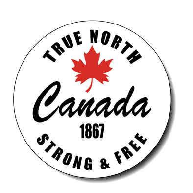 True North Canada strong & free round sticker