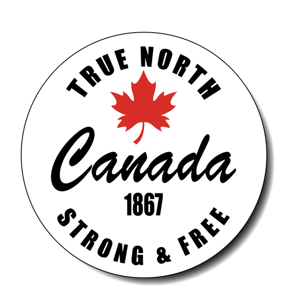 True North Canada strong & free round sticker