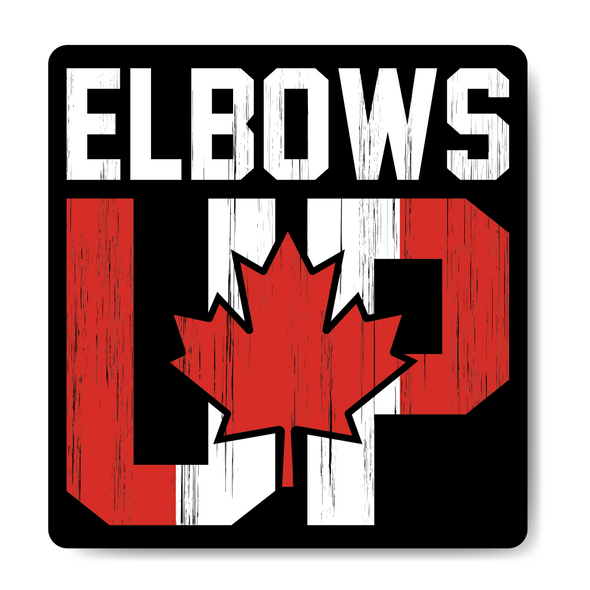 Elbows Up square sticker