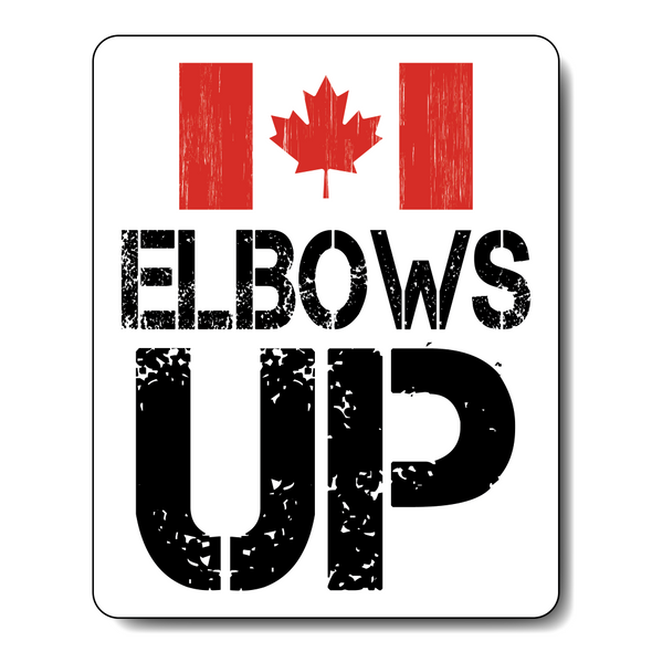 Elbows Up with Canadian flag rectangle sticker