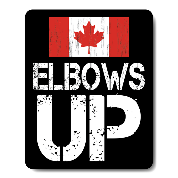 Elbows Up with Canadian flag rectangle sticker