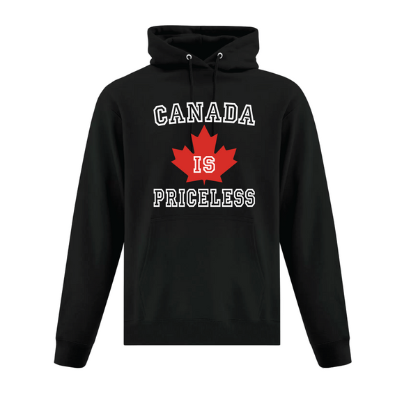 Canada is priceless featuring the maple leaf hooded sweatshirt