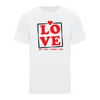 Love all day every day white tshirt with red letters