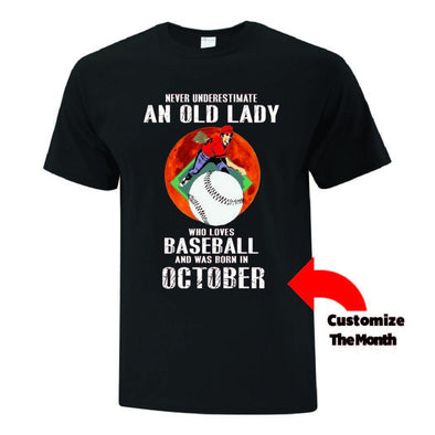 Old Lady Loves Baseball TShirt - Printwell Custom Tees