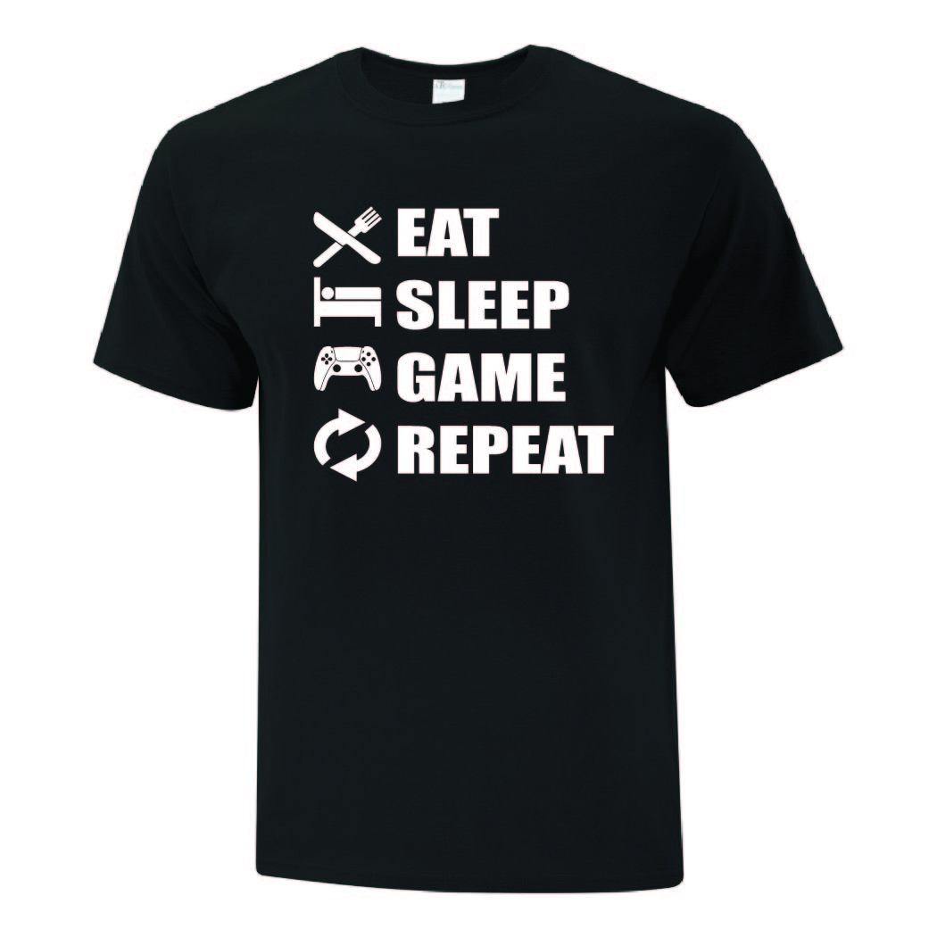 Eat Sleep Game Repeat TShirt – Custom TShirts Canada by Printwell