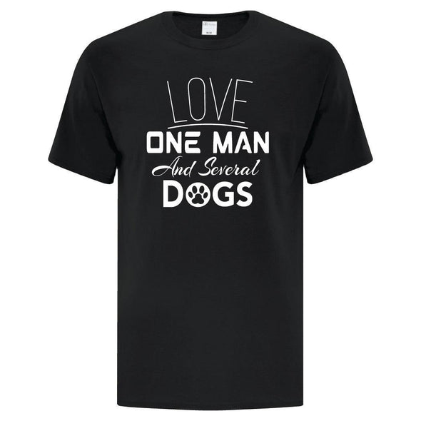 Love One Man And Several Dogs - Custom T Shirts Canada by Printwell