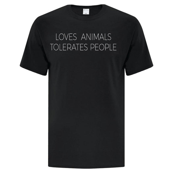 Loves Animals Tolerates People - Custom T Shirts Canada by Printwell