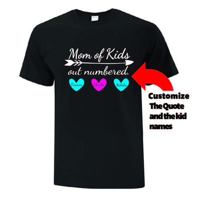 Mom Of Kids Out Numbered T-Shirt - Printwell Custom Tees