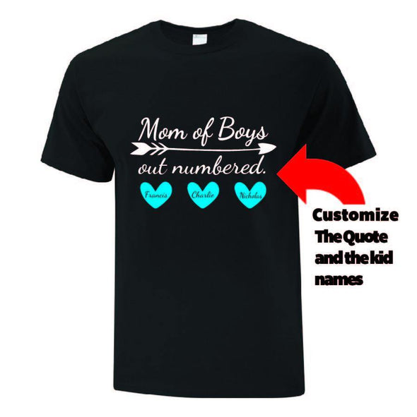 Mom Of Boys Out Numbered T-Shirt - Printwell Custom Tees