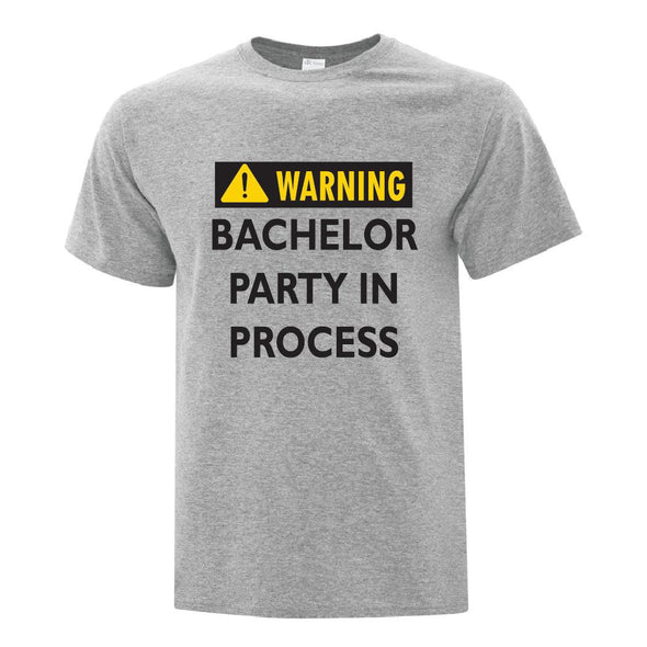 Warning Bachelor Party In Process - Custom T Shirts Canada by Printwell